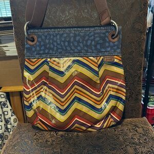 Fossil coated heavy duty canvas “Key-Per” cross body purse